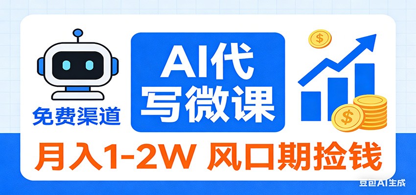 2026告别打工！AI 代写微课，提供免费渠道，月入 1-2W 风口期捡钱|网创挖金社