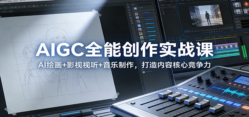 AIGC全能创作实战课：AI绘画+影视视听+音乐制作，打造内容核心竞争力|网创挖金社