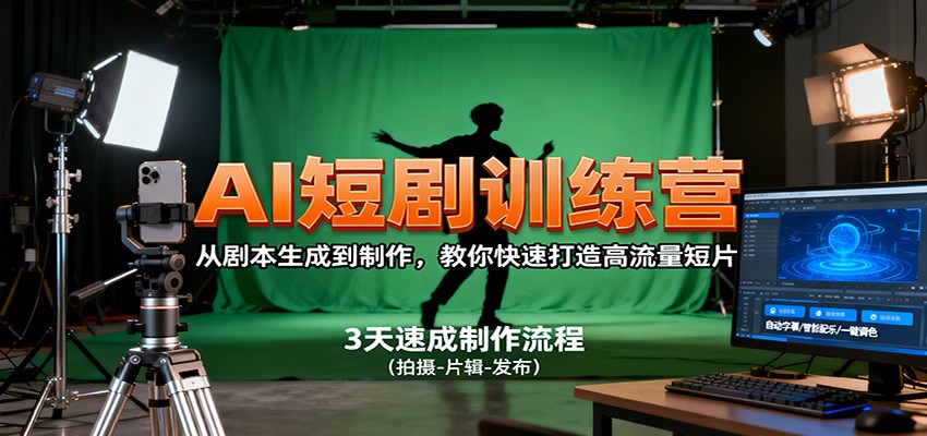 AI短剧训练营，从剧本生成到制作，教你快速打造高流量短片|网创挖金社