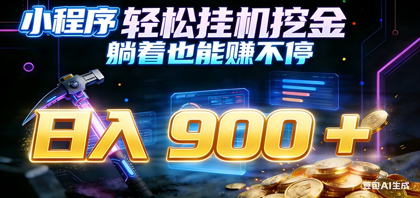 小程序挂机挖金，自动赚金币换现金，多号并行日入900+，轻松搞副业|网创挖金社