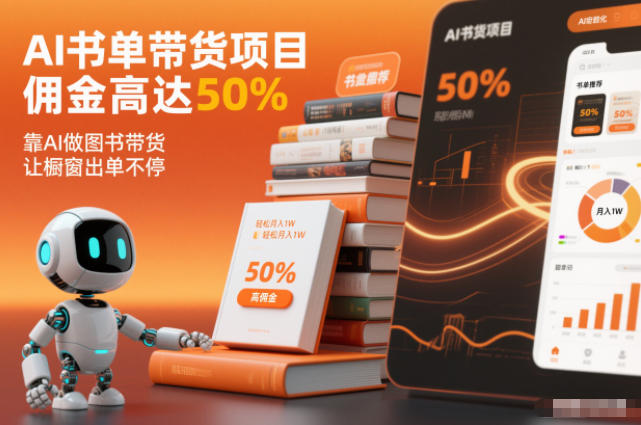AI书单带货项目，佣金高达50%，靠AI做图书带货，让橱窗出单不停，轻松月入1W|网创挖金社