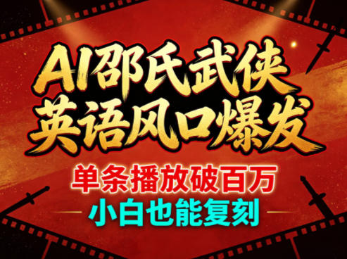 AI邵氏武侠英语风口爆发，单条播放破百万，小白也能复刻|网创挖金社