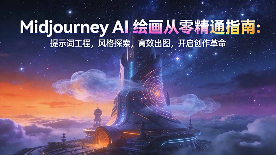 Midjourney AI绘画从零精通指南：提示词工程，风格探索，高效出图，开启创作革命|网创挖金社