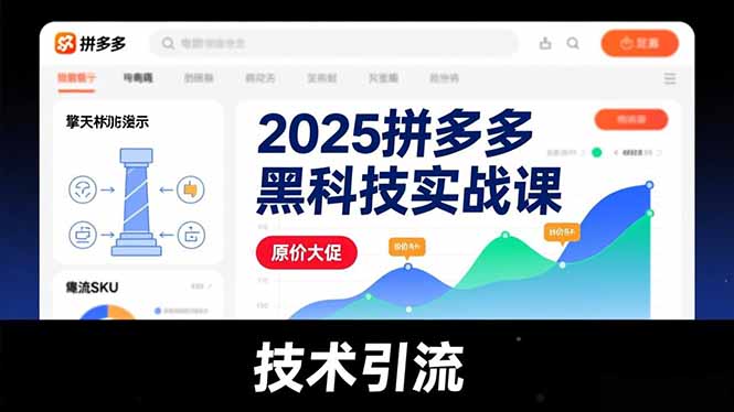 2025拼多多黑科技实战课，擎天柱玩法、爆流SKU、原价大促，技术引流，单店日销轻松破千单|网创挖金社