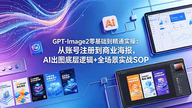 GPT-Image2零基础到精通实操：从账号注册到商业海报，AI出图底层逻辑+全场景实战SOP|网创挖金社