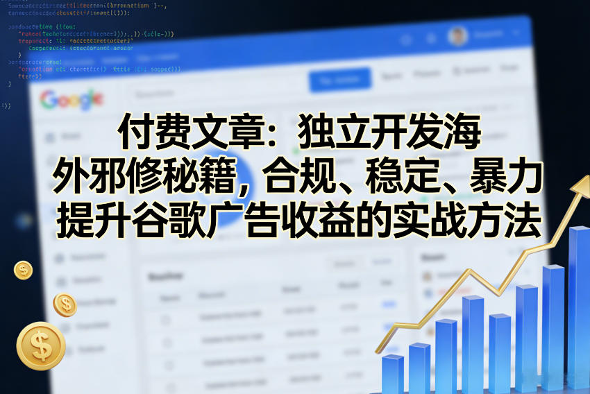 付费文章:独立开发海外邪修秘籍,合规、稳定、暴力提升谷歌广告收益的实战方法|网创挖金社