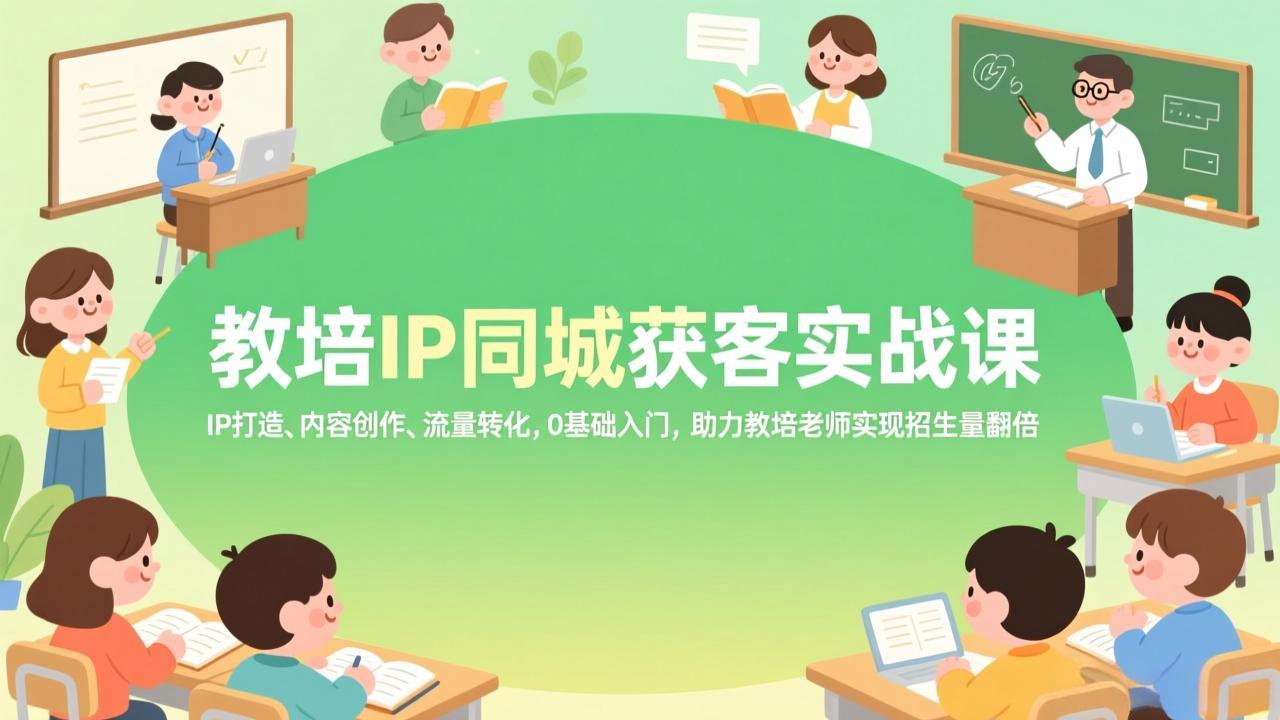 教培IP同城获客实战课,IP打造、内容创作、流量转化,0基础入门,助力教培老师实现招生量翻倍|网创挖金社