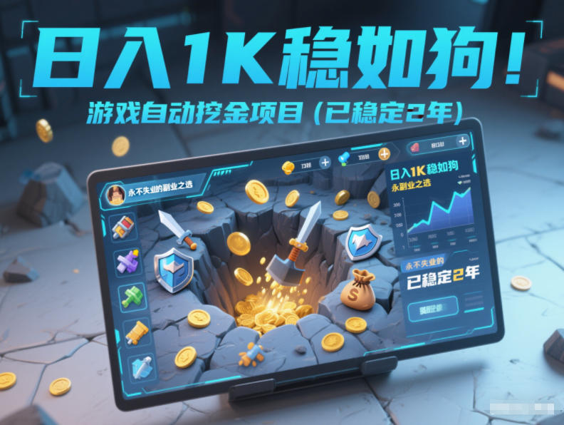 日入1K稳如狗！游戏自动挖金项目(已稳定2年)，永不失业的副业之选【揭秘】|网创挖金社