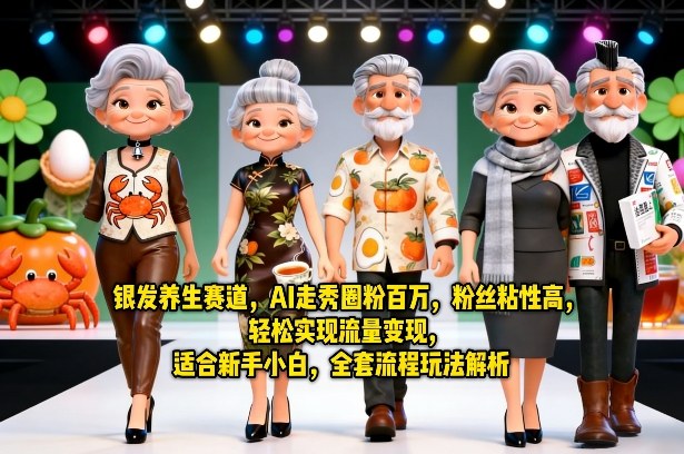 银发养生赛道，AI走秀圈粉百万，粉丝粘性高，轻松实现流量变现，适合新手小白，全套流程玩法解析|网创挖金社