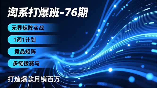 淘系打爆班-76期，无界矩阵实战，1词1计划、竞品矩阵、多链接赛马，打造爆款月销百万|网创挖金社