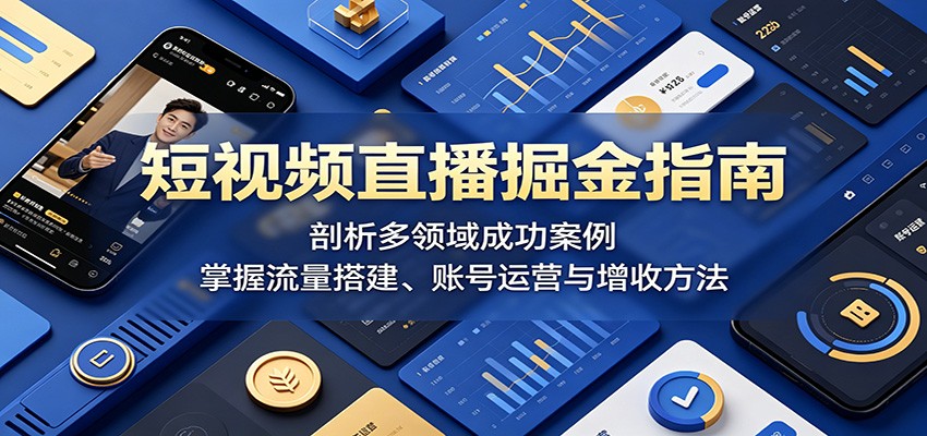 短视频直播掘金指南：剖析多领域成功案例，掌握流量搭建、账号运营与增收方法|网创挖金社