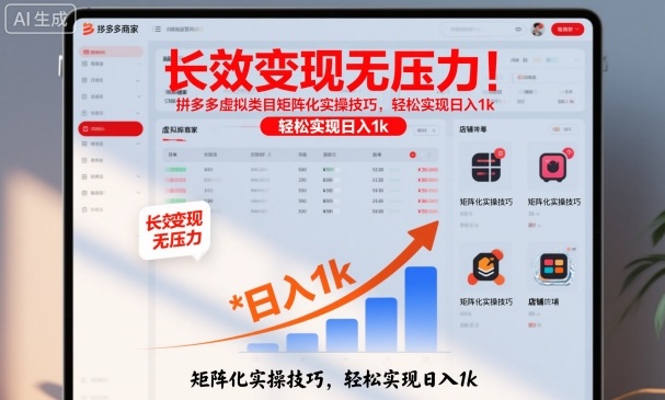 长效变现无压力！拼多多虚拟类目矩阵化实操技巧，轻松实现日入1k【揭秘】|网创挖金社