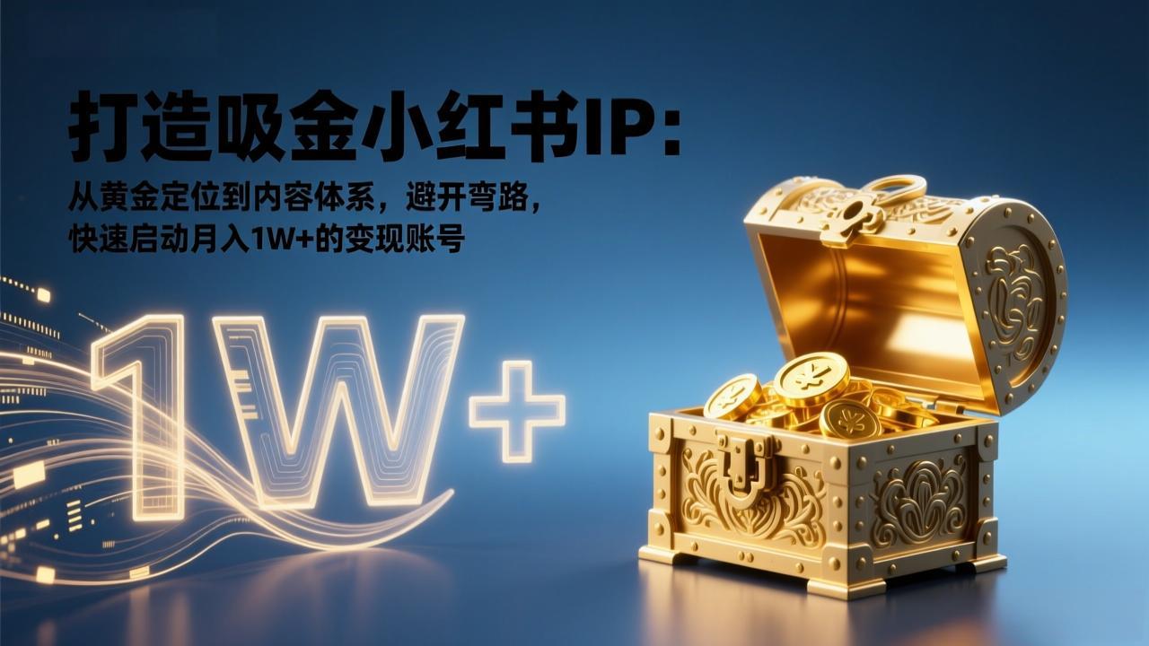 打造吸金小红书IP：从黄金定位到内容体系，避开弯路，快速启动月入1W+的变现账号|网创挖金社