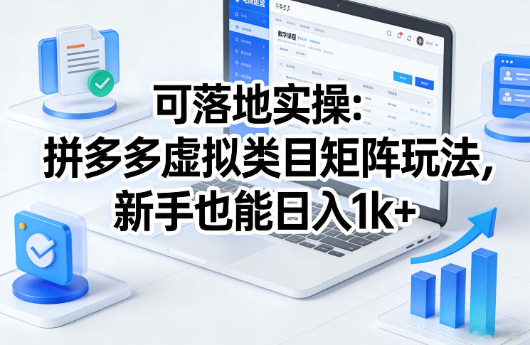 可落地实操：拼多多虚拟类目矩阵玩法，新手也能日入1k+【揭秘】|网创挖金社