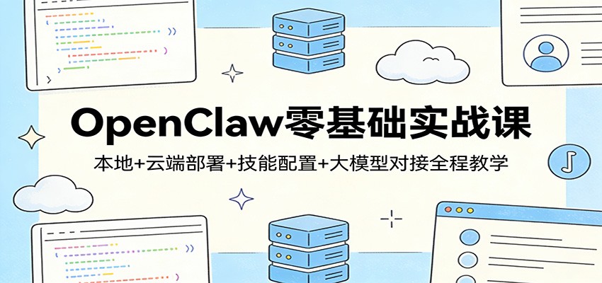 OpenClaw零基础实战课：本地+云端部署+技能配置+大模型对接全程教学|网创挖金社