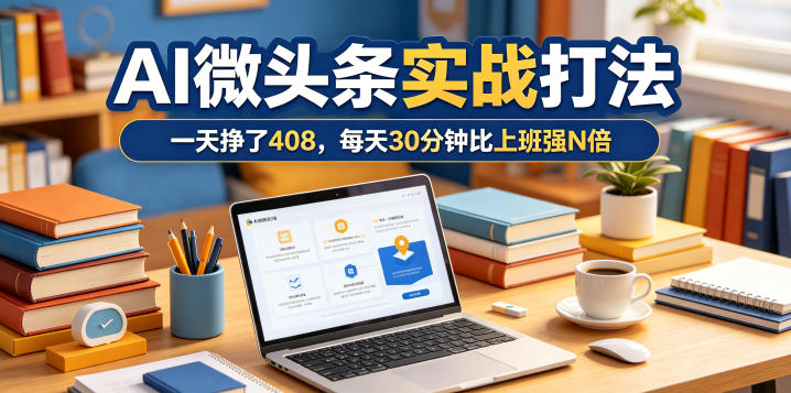 一天挣了408，AI微头条实战打法，每天30分钟比上班强N倍|网创挖金社