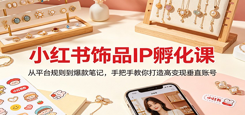 小红书饰品IP孵化课：从平台规则到爆款笔记，手把手教你打造高变现垂直账号|网创挖金社