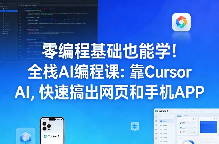 零编程基础也能学！全栈AI编程课：靠Cursor AI，快速搞出网页和手机APP|网创挖金社