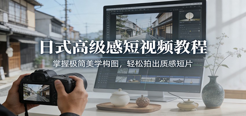 日式高级感短视频教程：掌握极简美学构图，轻松拍出质感短片|网创挖金社