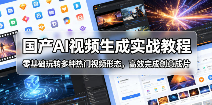 国产AI视频生成实战教程，零基础玩转多种热门视频形态，高效完成创意成片|网创挖金社