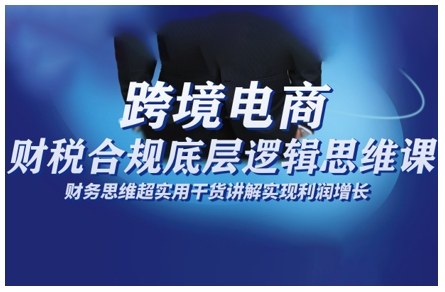 跨境电商财稅合规底层逻辑思维课,财务思维超实用于货讲解实现利润增长|网创挖金社