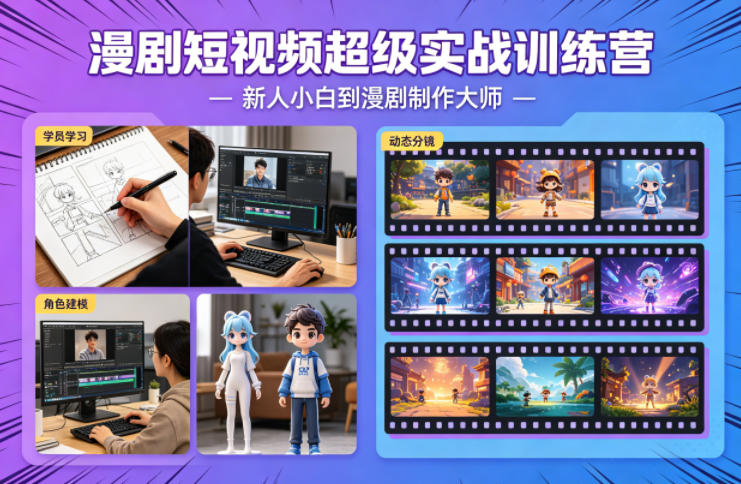 漫剧短视频超级实战训练营，新人小白到漫剧制作大师|网创挖金社