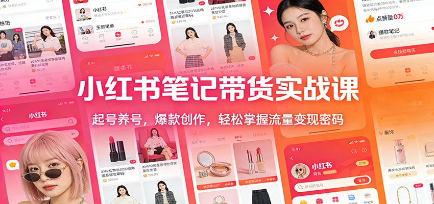 小红书笔记带货实战课：起号养号，爆款创作，轻松掌握流量变现密码|网创挖金社