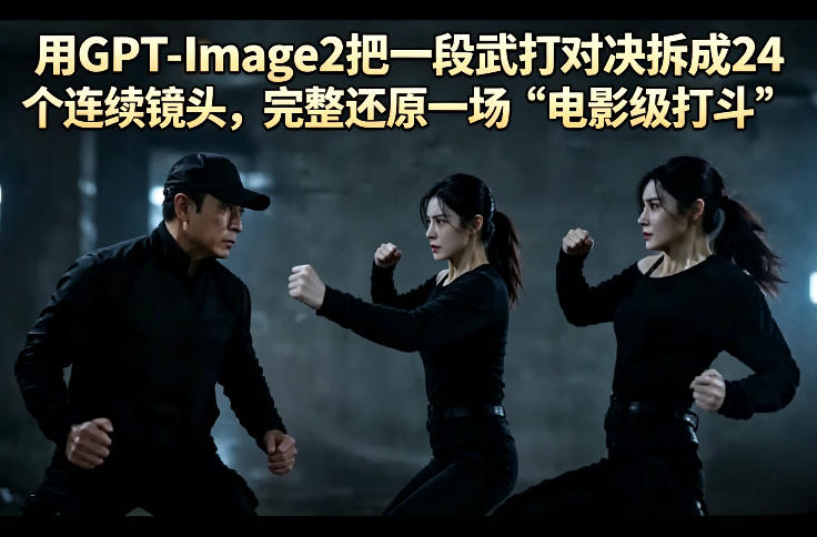 用GPT-Image2把一段武打对决拆成24个连续镜头，完整还原一场“电影级打斗”|网创挖金社