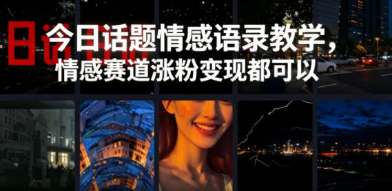 今日话题情感语录教学，情感赛道涨粉变现都可以|网创挖金社