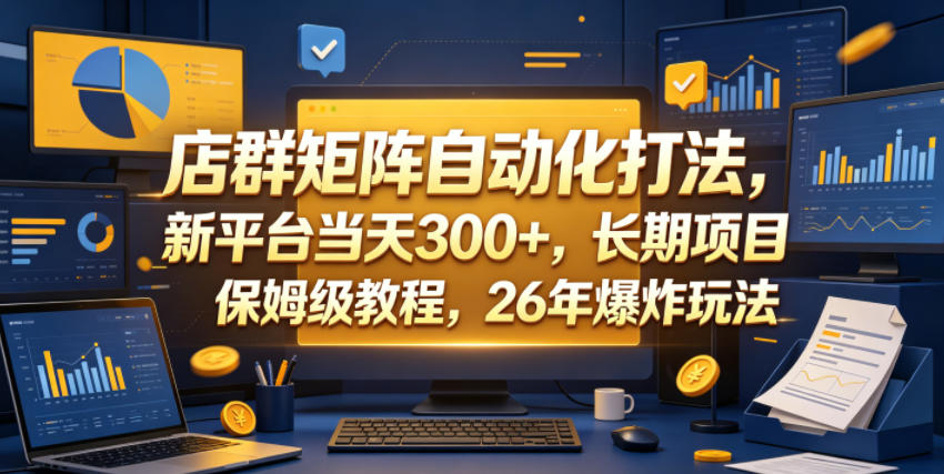 店群矩阵自动化打法，新平台当天300+，长期项目，保姆级教程，26年爆炸玩法【揭秘】|网创挖金社
