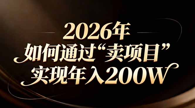 站在2026年的十字路口：一个普通人如何通过卖项目实现年入200万|网创挖金社