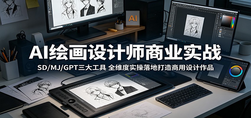 AI绘画设计师商业实战：SD/MJ/GPT三大工具，全维度实操落地打造商用设计作品|网创挖金社