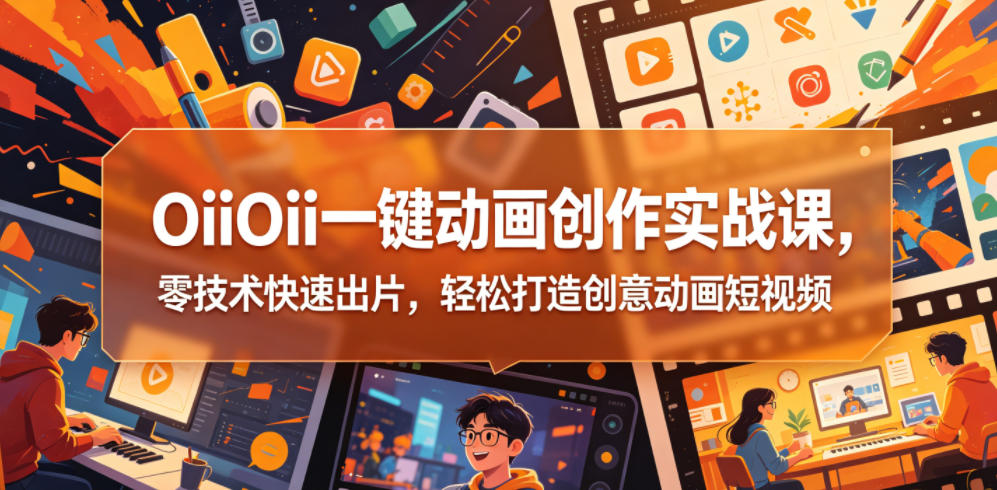 OiiOii一键动画创作实战课，零技术快速出片，轻松打造创意动画短视频|网创挖金社