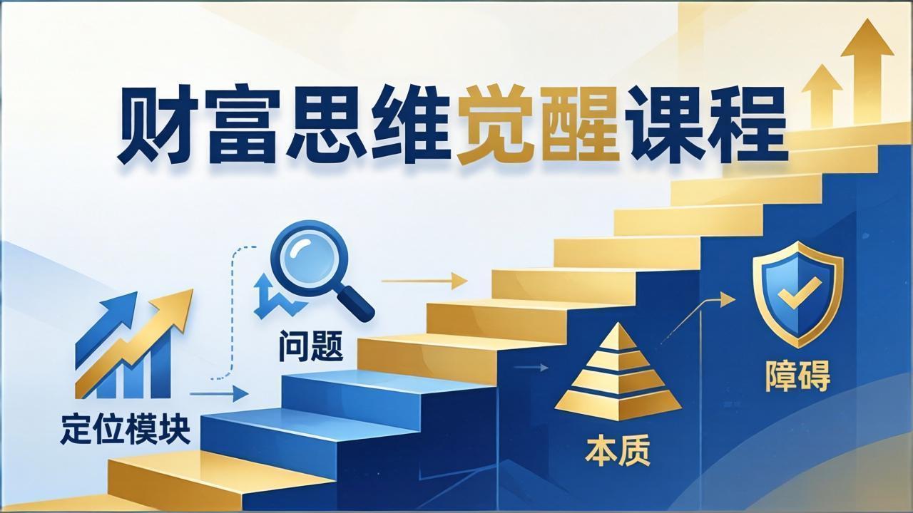 财富思维觉醒第十期：3天大课四大模块，精准定位问题看清本质，扫清人生障碍|网创挖金社