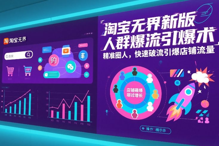 淘宝无界新版人群爆流引爆术，精准圈人，快速破流引爆店铺流量|网创挖金社