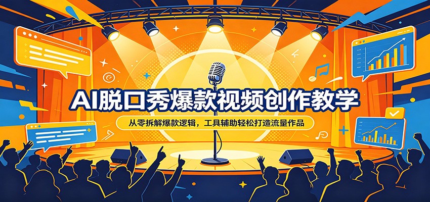 AI脱口秀爆款视频创作教学：从零拆解爆款逻辑，工具辅助轻松打造流量作品|网创挖金社