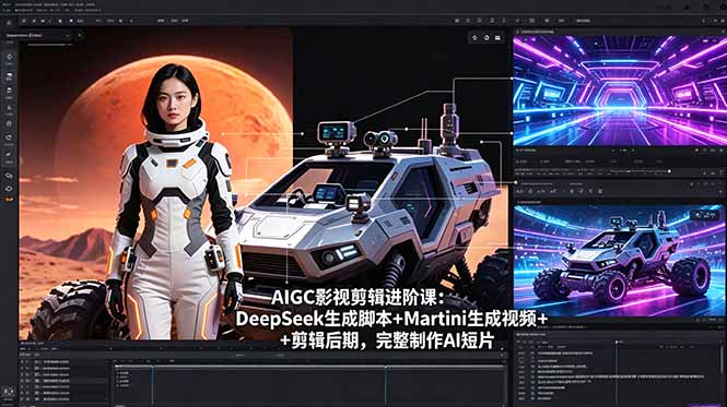 AIGC影视剪辑进阶课：DeepSeek生成脚本+Martini生成视频+剪辑后期，完整制作AI短片|网创挖金社