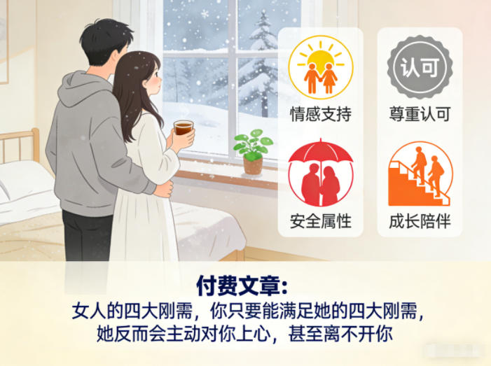付费文章:女人的四大刚需,你只要能满足她的四大刚需,她反而会主动对你上心,甚至离不开你|网创挖金社