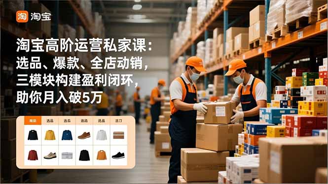 淘宝高阶运营私家课：选品、爆款、全店动销，三模块构建盈利闭环，助你月入破5万|网创挖金社