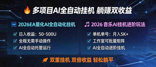 多项目AI自动挂机玩法：双重挂机，双倍收益，轻松躺平|网创挖金社