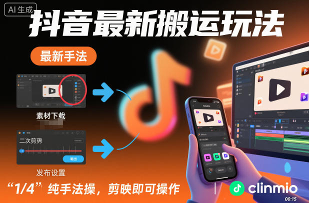 抖音最新搬运玩法，纯手法操作，剪映即可操作|网创挖金社