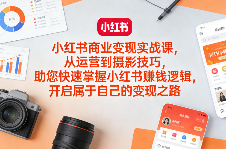 小红书商业变现实战课，从运营到摄影技巧，助您快速掌握小红书賺钱逻辑，开启属于自己的变现之路|网创挖金社