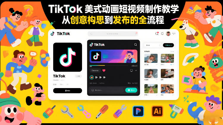 TikTok美式动画短视频制作教学，从创意构思到发布的全流程|网创挖金社