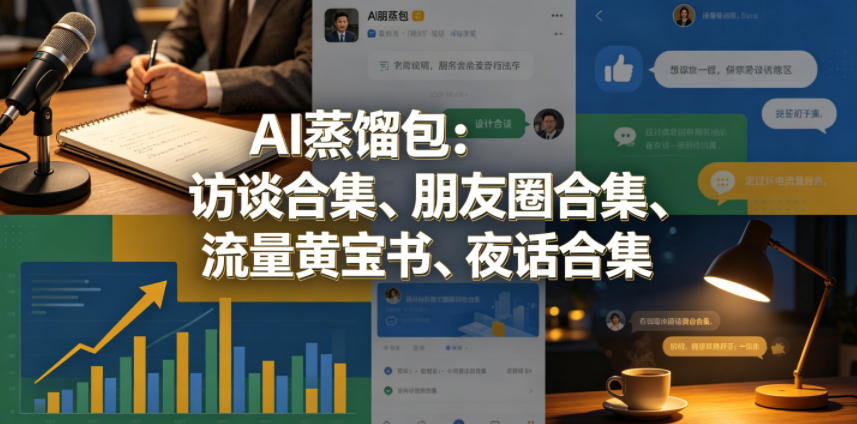 AI蒸馏包：访谈合集、朋友圈合集、流量黄宝书、夜话合集【文档】|网创挖金社