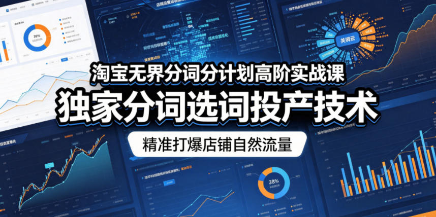 淘宝无界分词分计划高阶实战课，独家分词选词投产技术，精准打爆店铺自然流量|网创挖金社