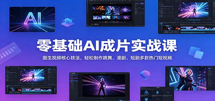 零基础AI成片实战课：图生视频核心技法，轻松制作跳舞、漫剧、短剧多款热门短视频|网创挖金社