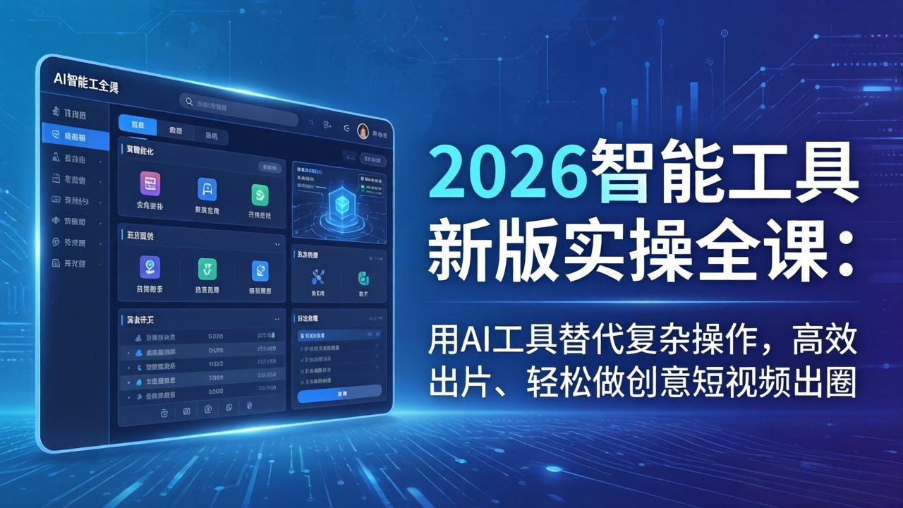 2026智能工具新版实操全课:用AI工具替代复杂操作,高效出片、轻松做创意短视频出圈|网创挖金社