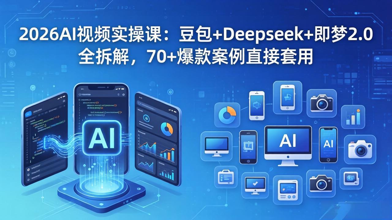 2026AI视频实操课：豆包+Deepseek+即梦2.0全拆解，70+爆款案例直接套用|网创挖金社