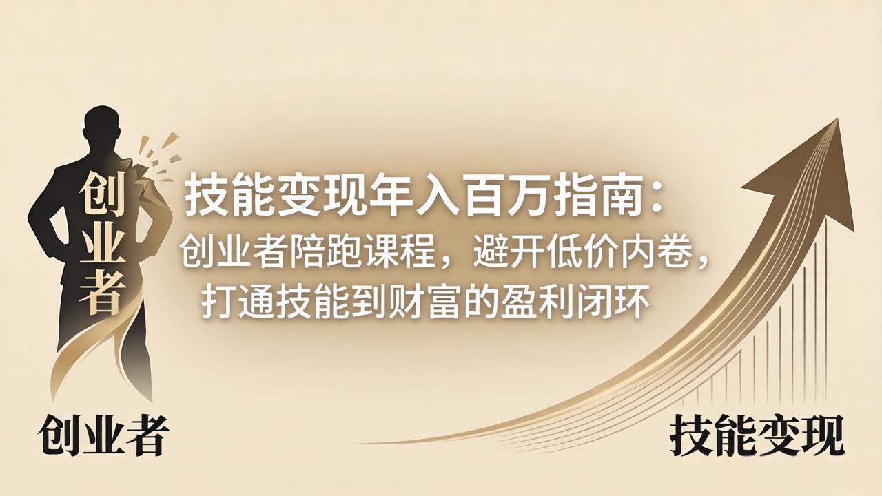 技能变现年入百万指南：创业者陪跑课程，避开低价内卷，打通技能到财富的盈利闭环|网创挖金社