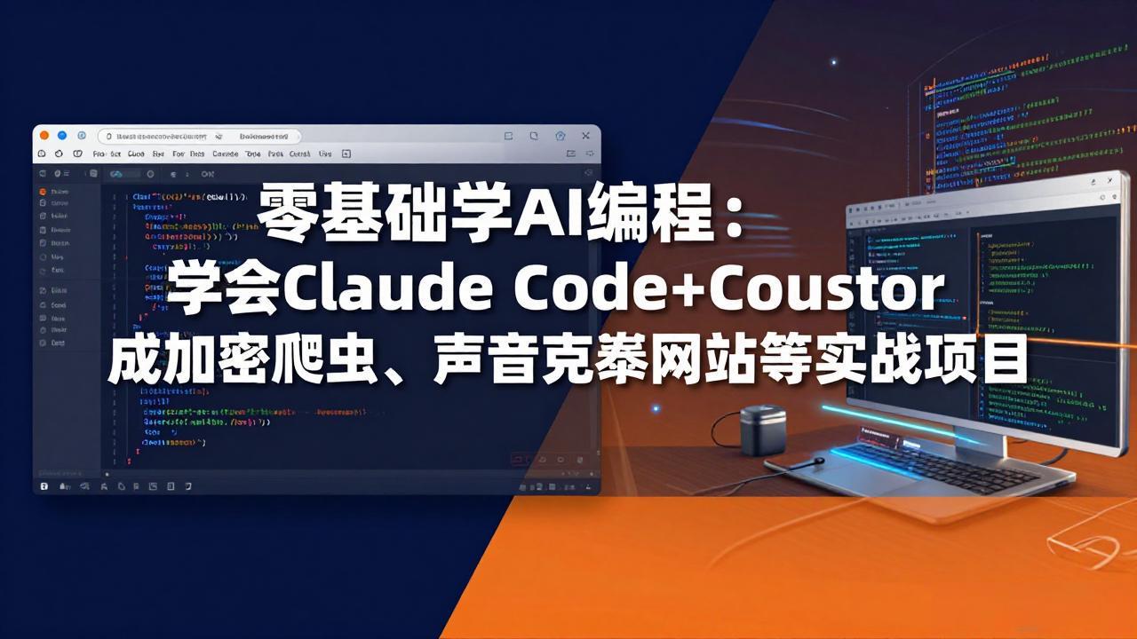 零基础学AI编程：学会Claude Code+Cursor完成加密爬虫、声音克隆网站等实战项目|网创挖金社